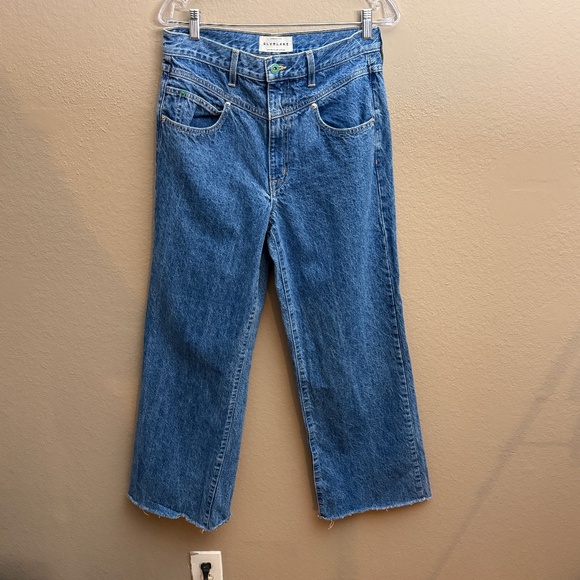 SLVRLAKE Women's Blue Denim High Rise Raw Edge Wide Leg Jeans Sz 29 waist - Picture 1 of 9
